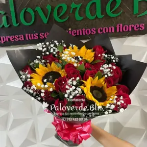 Bouquet De Girasoles y Rosas 2604 | Papel Koreano