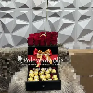 Caja de Rosas y Chocolates 2610 | Adornos Cinta Con Moño